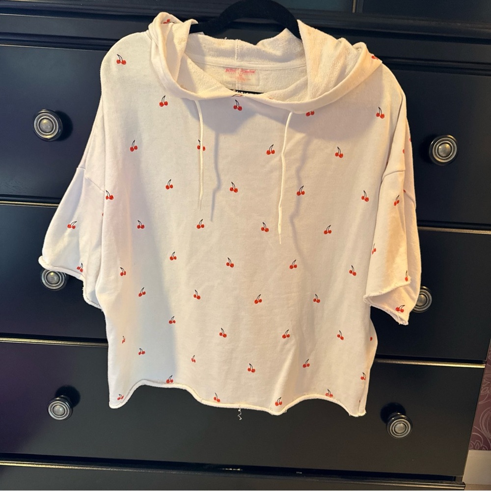 Betsey Johnson White Cherry Print Hoodie